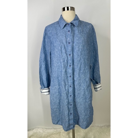 Soft Surroundings Denim Button Down Mini Dress - Picture 1 of 12